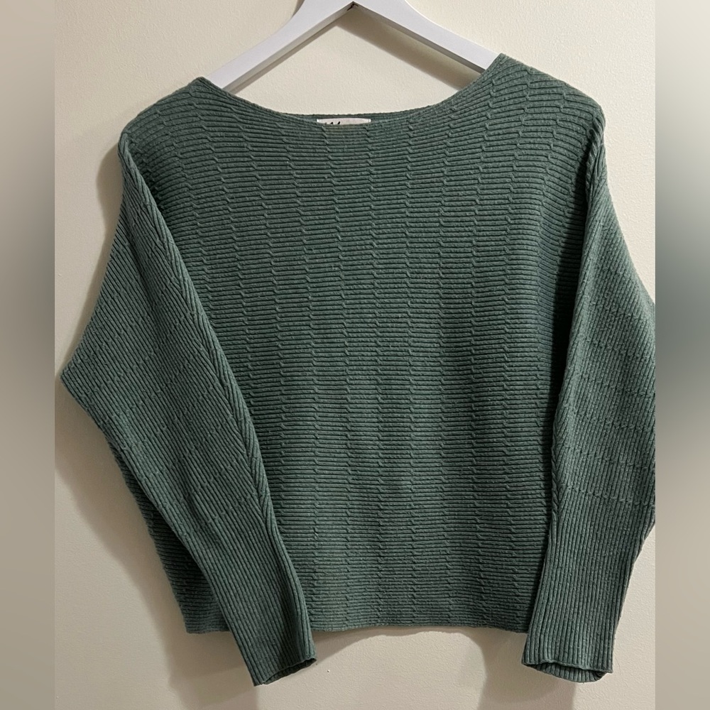Teal Cropped knit like sweater